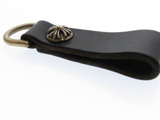 CHROME HEARTS クロムハーツ SV 革 Dキーリング クロスボタン