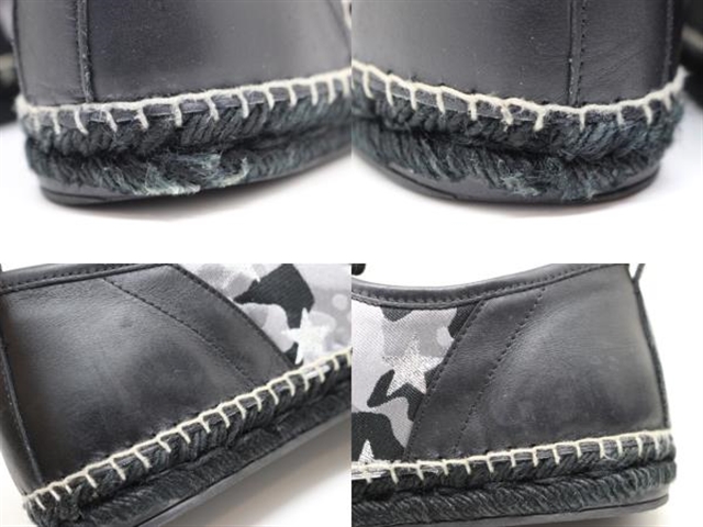 JIMMY CHOO ジミー チュウ ジミーチュウ エスパドリーユ シューズ コーティングキャンバス レザー ブラック メンズ #43 日本サイズ28cm JIMMY CHOO ジミーチュウ エスパドリーユスニーカー メンズ44 ブラック