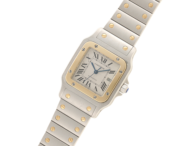 カルティエ Cartier 時計 メンズ ブランド サントスガルベ LM デイト 自動巻き AT ステンレス SS ゴールド YG W20058C4 シルバー ゴールド ホワイト 磨き済み