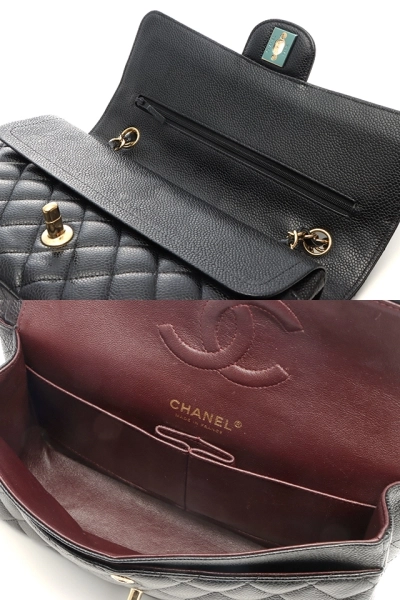 CHANEL シャネル マトラッセＷフラップ  Ｗチェーン ショルダーバッグ ブラック GP キャビアスキン A01112