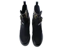 LOUIS VUITTON ルイ・ヴィトン 靴 ローリエ―トライン レオパードサイドゴアブーツ レディース37ハーフ(24～24.5cm) ブラック スエード/カーフ 2146000421907 【200】