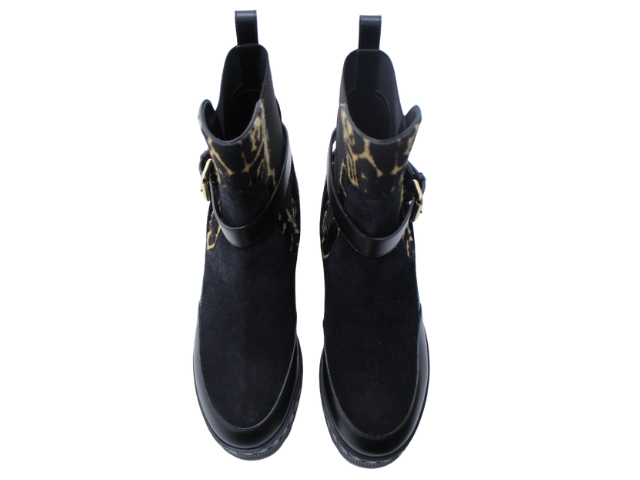 LOUIS VUITTON ルイ・ヴィトン 靴 ローリエ―トライン レオパードサイドゴアブーツ レディース37ハーフ(24～24.5cm) ブラック スエード/カーフ 2146000421907 【200】