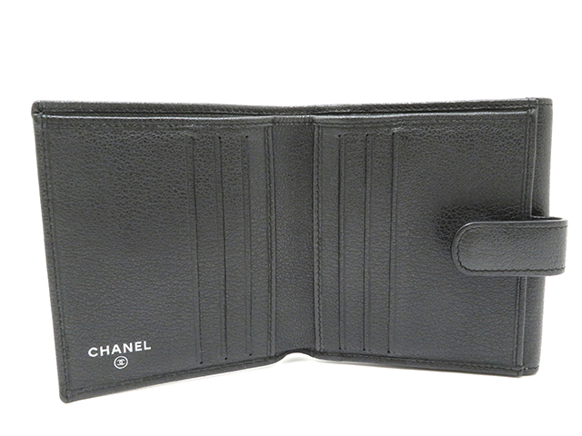 CHANEL シャネル バタフライカメリアWホック財布 ブラック/SV