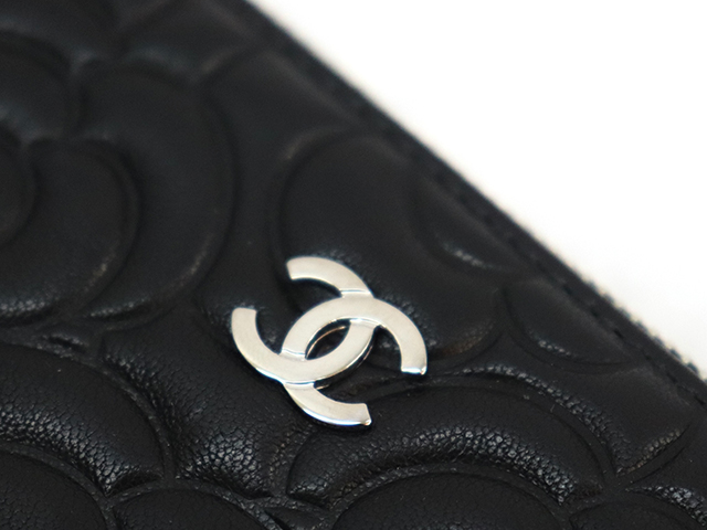 CHANEL シャネル カメリアミニポーチ 小物 ブラック／シルバー