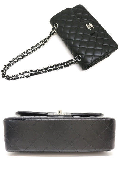 CHANEL シャネル マトラッセWフラップ23 ショルダーバッグ ブラック SV シルバー金具 ラムスキン 2120000302459【200】