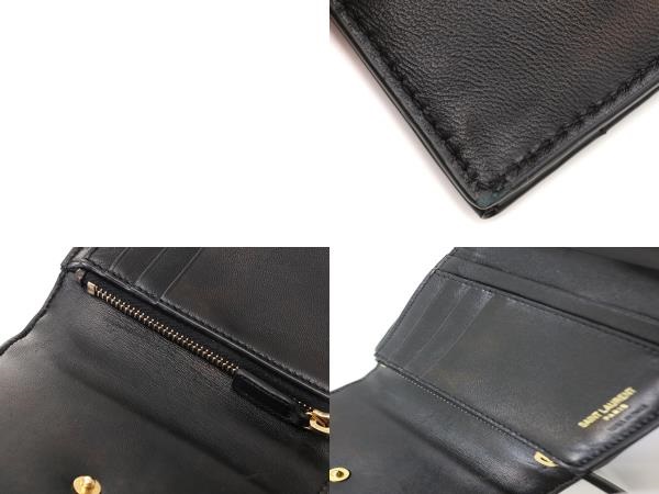 SAINT LAURENT サンローラン 三つ折財布 ブラック パテント SAINT LAURENT サンローラン 三つ折財布 ブラック パテント