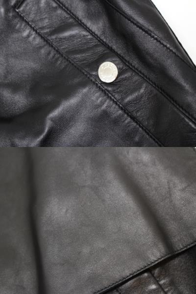 HERMES エルメス レザーベスト レディース38 ブラック シープ