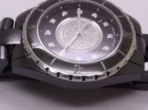 CHANEL　シャネル　時計　J12　オートマチック　Ｈ1757　センターダイヤ　12Ｐダイヤ　ブラック　ＷＭ【472】