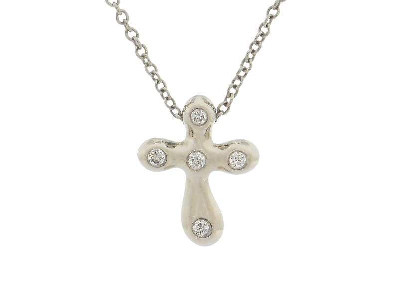 美品　ティファニー　クロスダイヤ　S スモール　プラチナ　チェーン56cm ティファニー TIFFANY&Co. プラチナ／スモール クロスダイヤネックレス