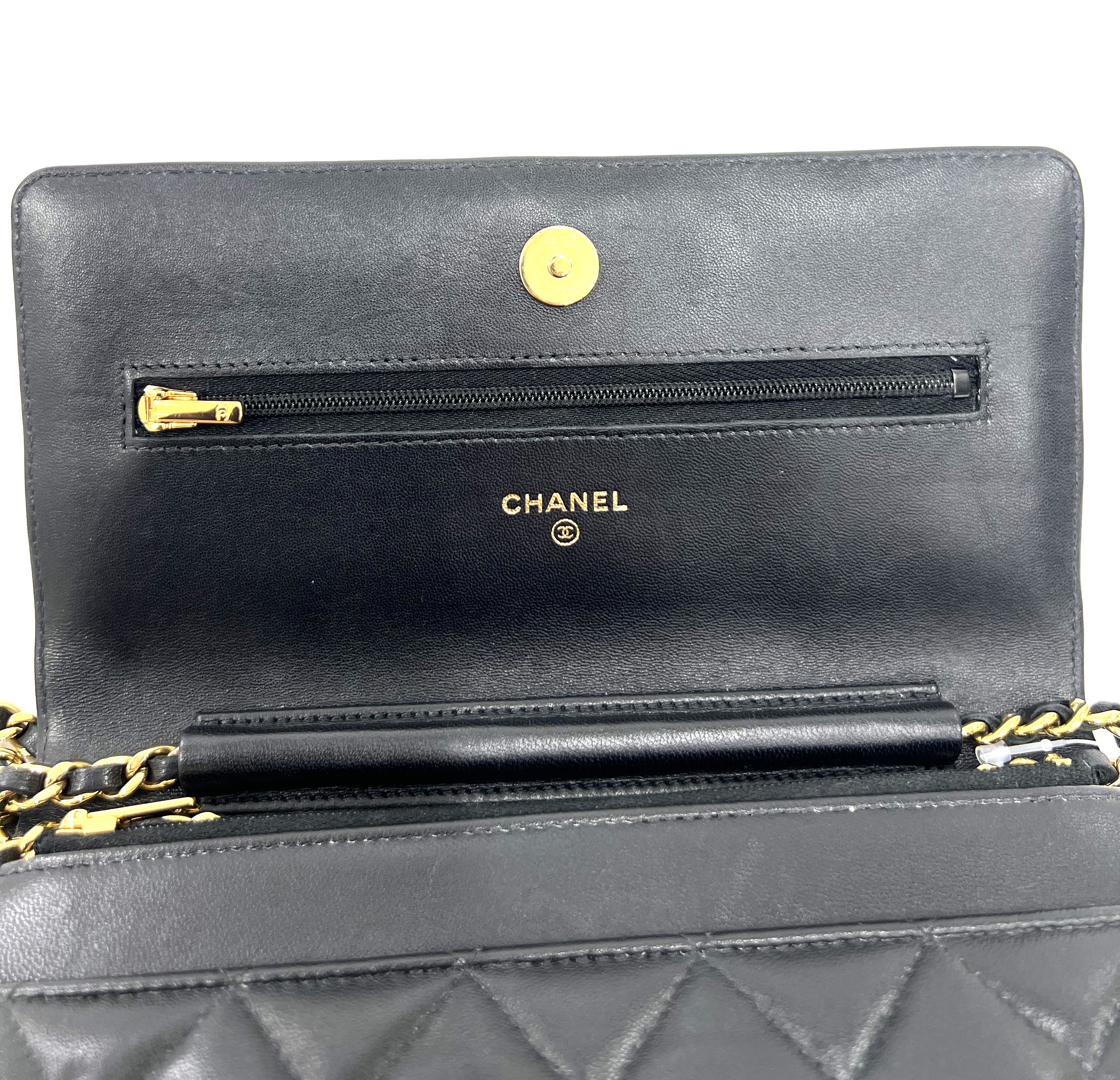 CHANEL シャネル マトラッセ チェーンウォレット ブラック・GP