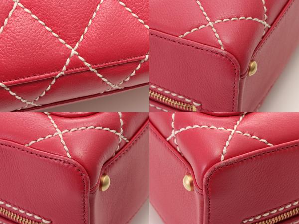 CHANEL シャネル ワイルドステッチハンドバッグ ピンク/GP カーフ【430