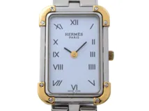 HERMES エルメス 腕時計 クロアジュール GP/SS ホワイト CR1.220 クォーツ レディース  2148103902192 【200】