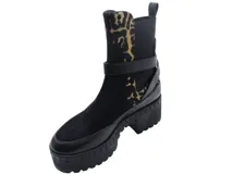 LOUIS VUITTON ルイ・ヴィトン 靴 ローリエ―トライン レオパードサイドゴアブーツ レディース37ハーフ(24～24.5cm) ブラック スエード/カーフ 2146000421907 【200】