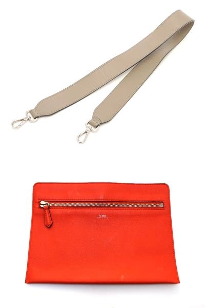 FENDI　フェンディ　ドットコム　２wayバッグ　カーキ　レザー　8BN293　2148103922114　【200】【中古】【大黒屋】