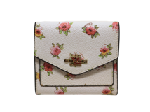 COACH コーチ　フワラー　三つ折り財布　スモールウォレット　花柄　ホワイト/ピンク　レザー　F11974　2148103856235【200】【中古】【大黒屋】
