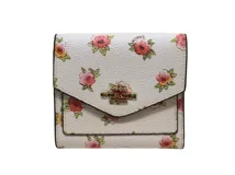COACH 名刺入れ ホワイト・ピンク花柄 コーチ COACH レディース カードケース 名刺入れ 定期券入れ