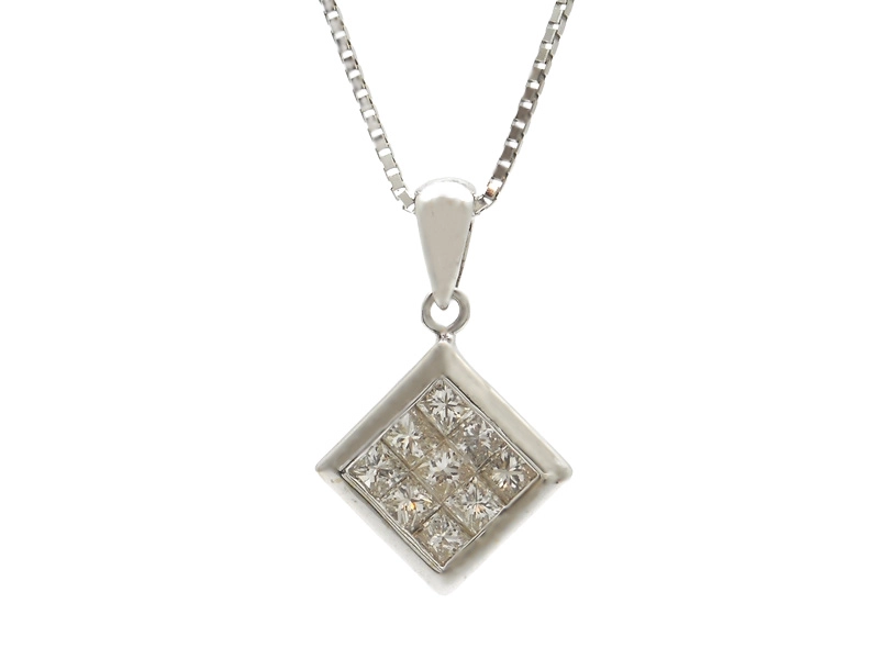 JEWELRY 貴金属・宝石 スクエア ネックレス K18 WG ホワイト JEWELRY 貴金属・宝石 スクエア ネックレス K18 WG ホワイト
