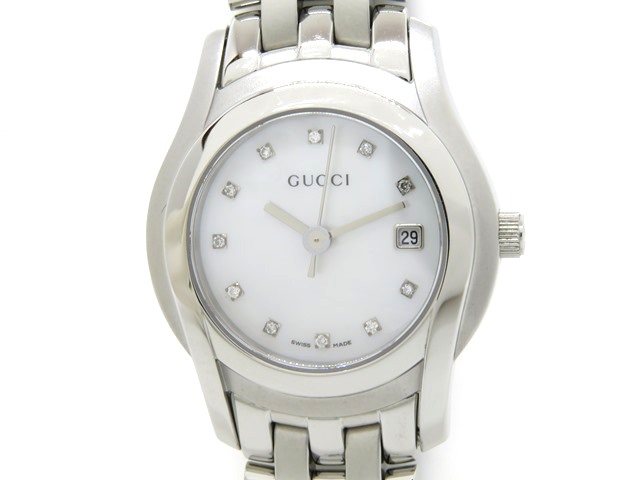 GUCCI グッチ 5500L 女性用腕時計 レディース ステンレス ホワイト文字 
