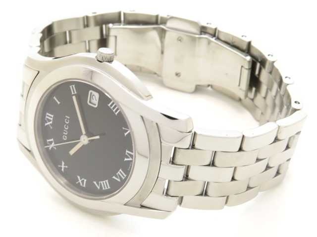 GUCCI グッチ 時計 5500M メンズ ステンレススチール 黒文字盤