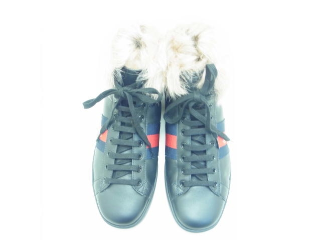 グッチ GUCCI スニーカー ファー ブーツ フラット ブラック 37