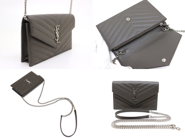 美品⭐︎ サンローラン ショルダーバッグ 本革 チェーンウォレット シルバー Saint Laurent