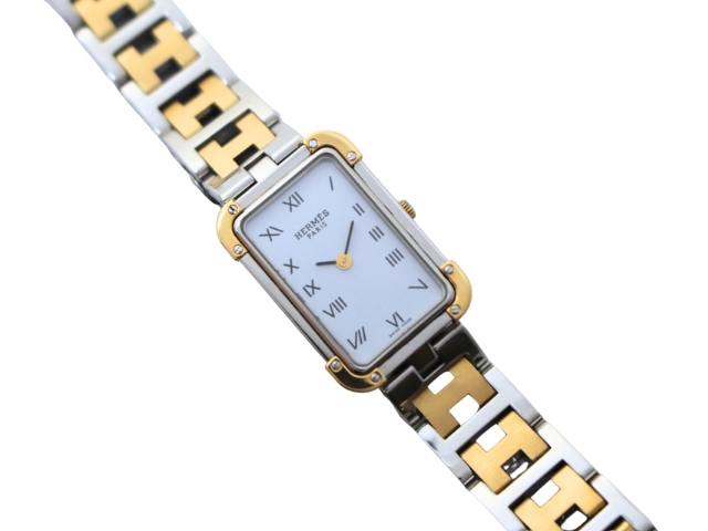 HERMES エルメス 腕時計 クロアジュール GP/SS ホワイト CR1.220 クォーツ レディース  2148103902192 【200】