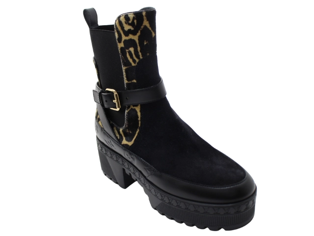 LOUIS VUITTON ルイ・ヴィトン 靴 ローリエ―トライン レオパードサイドゴアブーツ レディース37ハーフ(24～24.5cm) ブラック スエード/カーフ 2146000421907 【200】