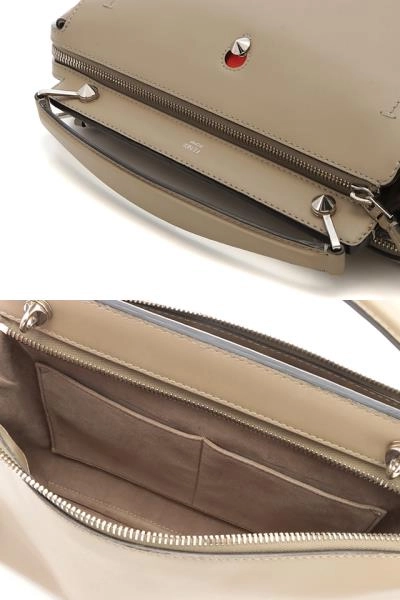 FENDI　フェンディ　ドットコム　２wayバッグ　カーキ　レザー　8BN293　2148103922114　【200】【中古】【大黒屋】