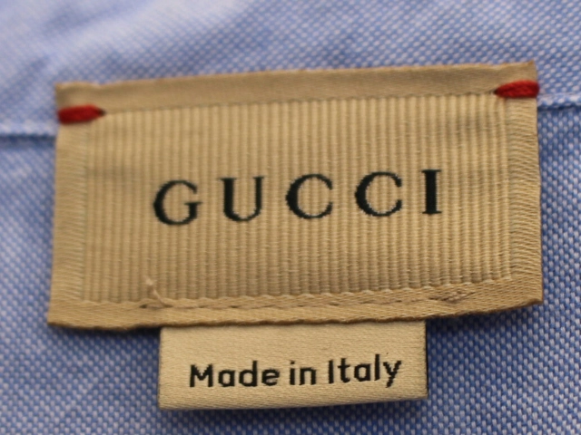 GUCCI グッチ ロゴシャツ メンズ12 ホワイト ライトブルー コットン 638079 2148103895555 【200】