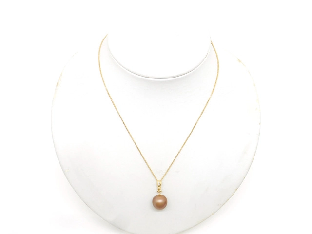 JEWELRY　貴金属・宝石　ネックレス　イエローゴールド　K18　パール　真珠　ダイヤモンド　6.1g（2147100577594）【200】