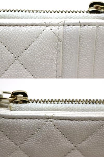 CHANEL　シャネル　マトラッセ　クラシックカードホルダー　ホワイト/ＧＰ　キャビアスキン　AP2570　2147100581997　【200】
