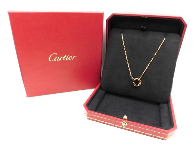 Cartier カルティエ ベビーラブサークルネックレス ペンダント K18ピンクゴールド/セラミック 3ポイントダイヤモンド 4.9g 【474】