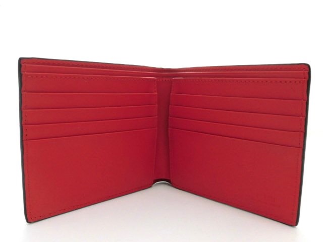 FENDI フェンディ バグズアイ 二つ折り財布 カーフ ブラック