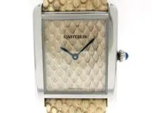 Cartier カルティエ タンクソロLM レディース時計 クオーツ パイソン ステンレススチール ベージュ W5200020 【474】
