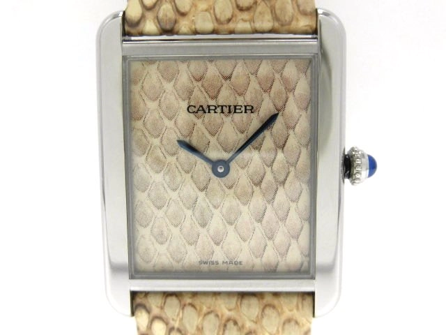 Cartier カルティエ タンクソロLM レディース時計 クオーツ パイソン ステンレススチール ベージュ W5200020 【474】