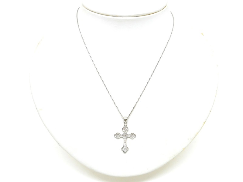 JEWELRY 貴金属・宝石 クロス ネックレス K18WG ホワイト
