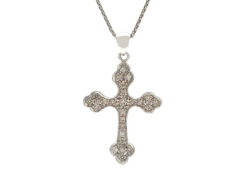 JEWELRY 貴金属・宝石 クロス ネックレス K18WG ホワイト