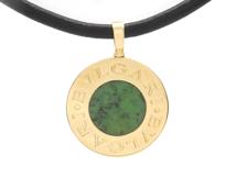 BVLGARI ブルガリ　BBNC　ブルガリブルガリネックレス　YG　イエローゴールド　ステンレス　革　オニキス　ネフライト　34.6g　2147400279167　【200】