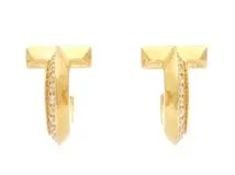 TIFFANY＆CO　ティファニー　Tワン　フープピアス　YG　イエローゴールド　D0.20ct　D0.20ct　ダイヤモンド　6.9g　69783015　2143200602921　【200】