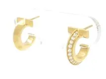 TIFFANY＆CO　ティファニー　Tワン　フープピアス　YG　イエローゴールド　D0.20ct　D0.20ct　ダイヤモンド　6.9g　69783015　2143200602921　【200】