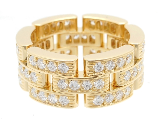 Cartier　カルティエ　貴金属・宝石　マイヨンパンテールリング　3連オール　ダイヤモンド　ダイヤリング　YG　イエローゴールド　9.9g　49号　 日本サイズ9号　旧型　2147300278659 【200】