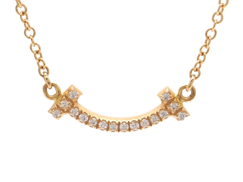 TIFFANY＆CO　ティファニー　Tスマイルネックレス　Tスマイルミニ　ダイヤモンド　PG　ピンクゴールド　62617772　2146000412363　【200】