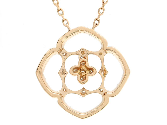 K18WG ヴァンドーム青山 ダイヤ付 フラワーモチーフ ネックレス 40㎝