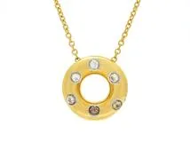 TIFFANY&CO ティファニー ドッツサークルネックレス  ダイヤモンド  YG  イエローゴールド  PT  プラチナ  4.9g  2143100443284 【200】
