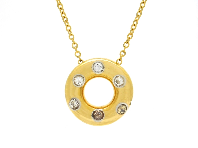 TIFFANY&CO ティファニー ドッツサークルネックレス  ダイヤモンド  YG  イエローゴールド  PT  プラチナ  4.9g  2143100443284 【200】