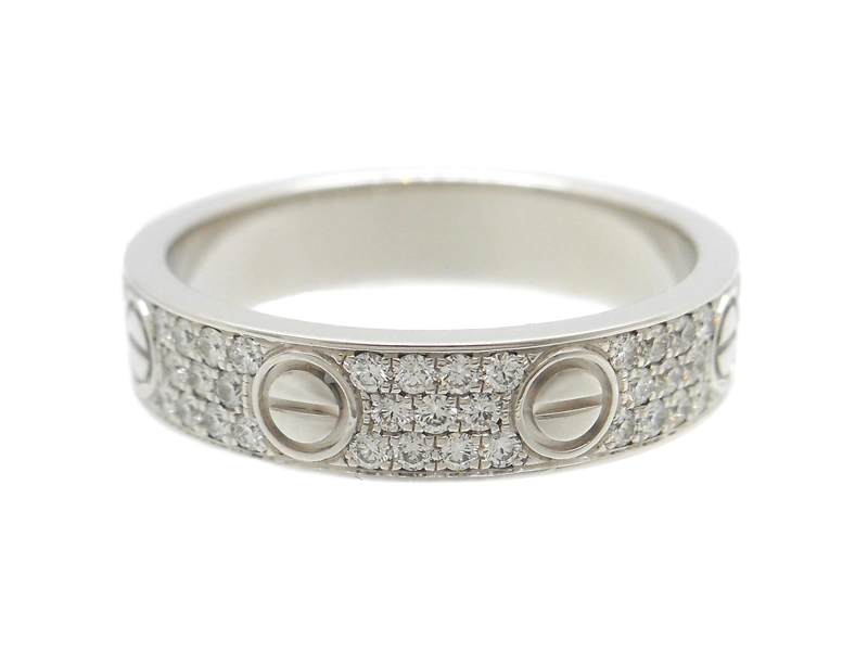 Cartier カルティエ　ラブリング　ミニラブリング　スモールモデル　WG　ホワイトゴールド　パヴェダイヤモンド　3.6g　48号　日本サイズ8号　2143700197781　【200】