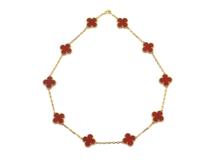 Van Cleef & Arpels　ヴァンクリーフ&アーペル　ヴィンテージアルハンブラネックレス　10Pモチーフ　YG　イエローゴールド　カーネリアン　23.5g　VCARD40600　2143700197842　【200】