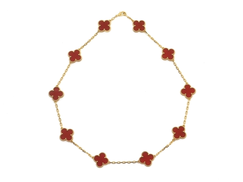 ノーブランド　10Pネックレス　PG カーネリアン ヴァンクリーフ&アーペル ヴィンテージアルハンブラ 10P カーネリアン