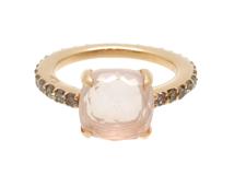 Pomellato　ポメラート　ベイビーリング　ローズクォーツ　ブラウンダイヤ　PG　ピンクゴールド　5.1g　11号　フルエタニティ　2147200552842　【200】