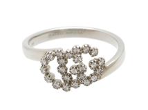 GUCCIの　グッチ　GGマーモントリング　指輪　ホワイトゴールド　WG　ダイヤモンド　2.5g　10号（2143200616881）【200】